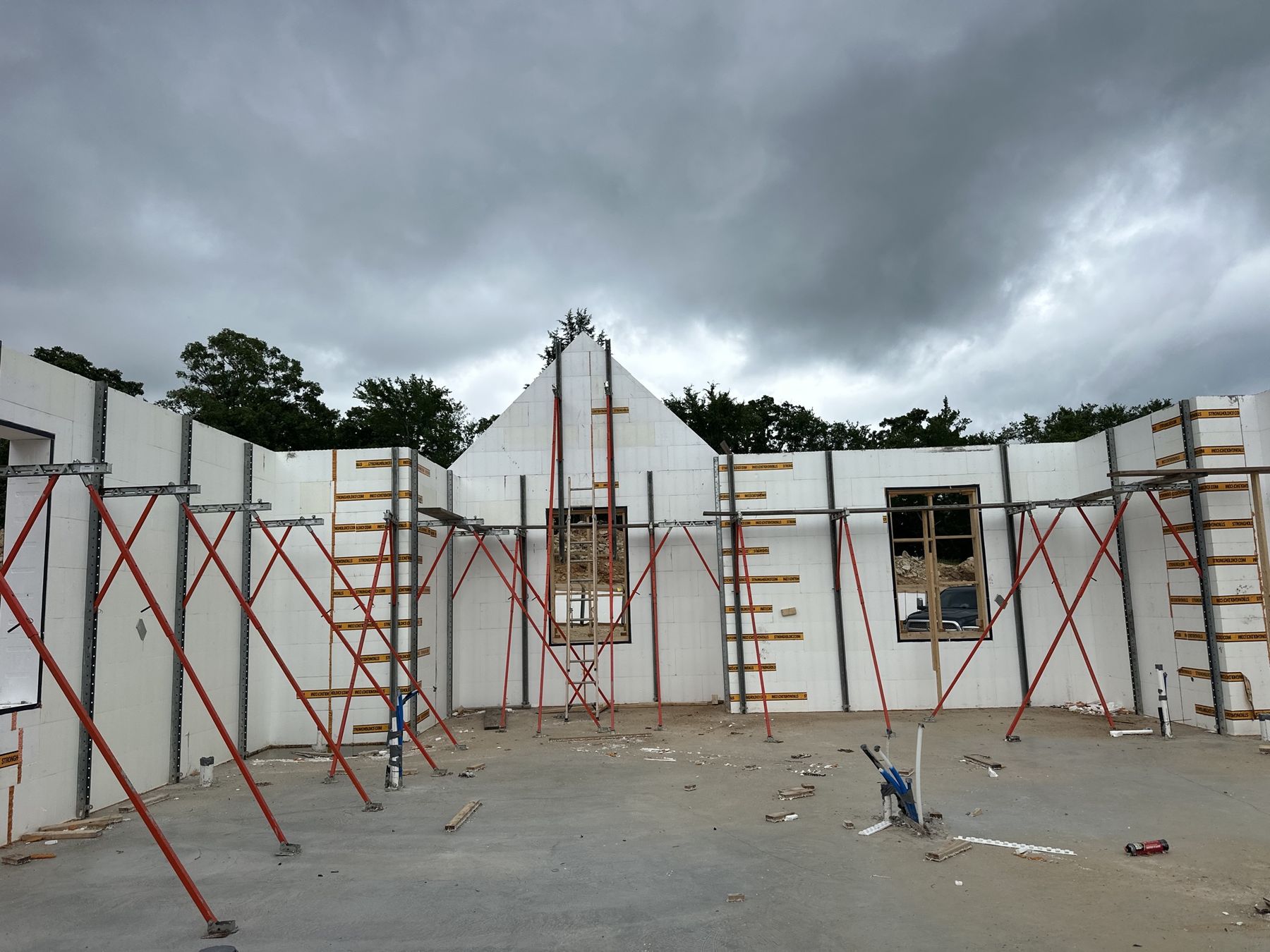 Insulated Concrete Form jobsite showing rebar and stacked ICF wall blocks during a Visten Construction Group build in North Texas